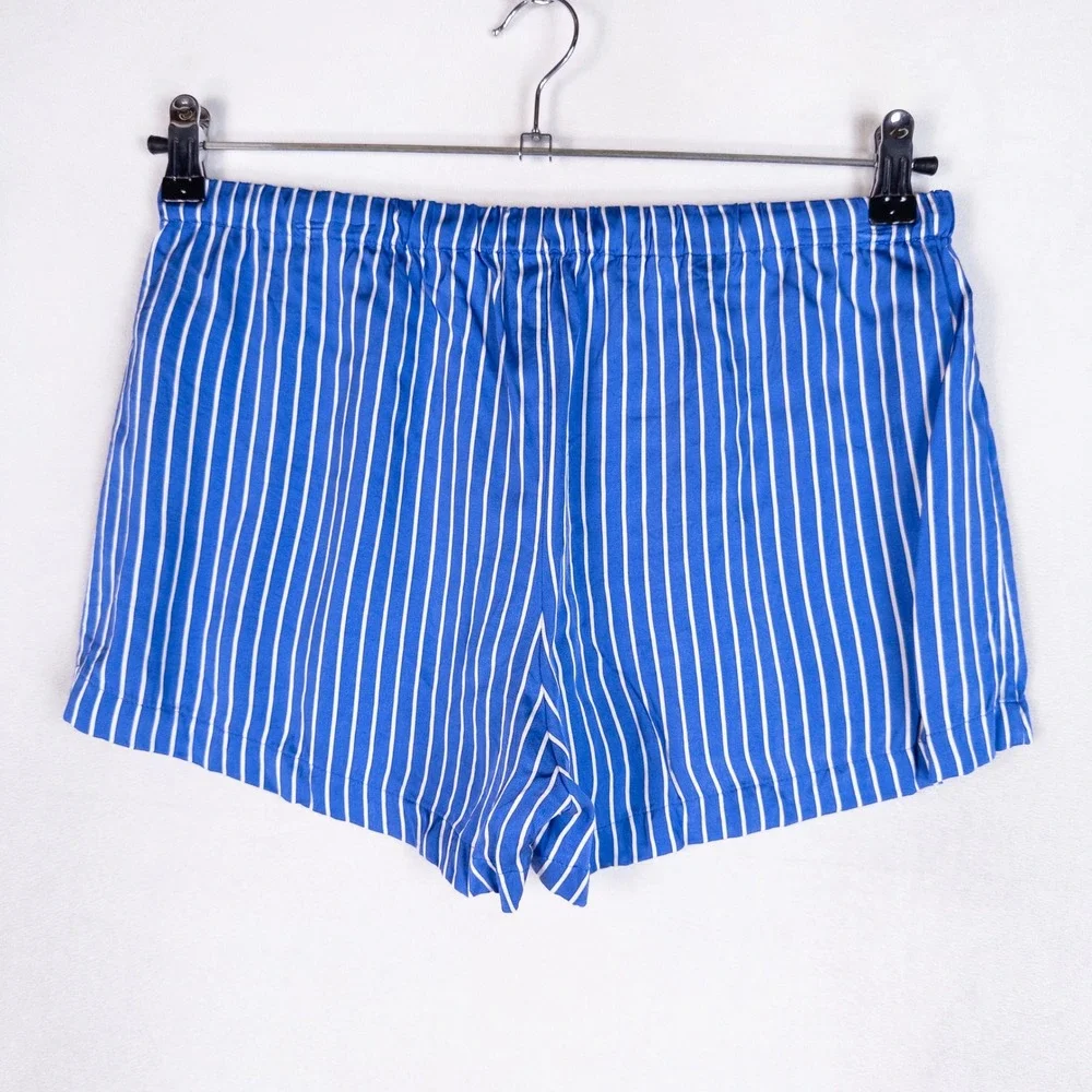 J.Crew Womens Pajama Shorts S Blue White Striped Viscose Sleepwear Loungewear